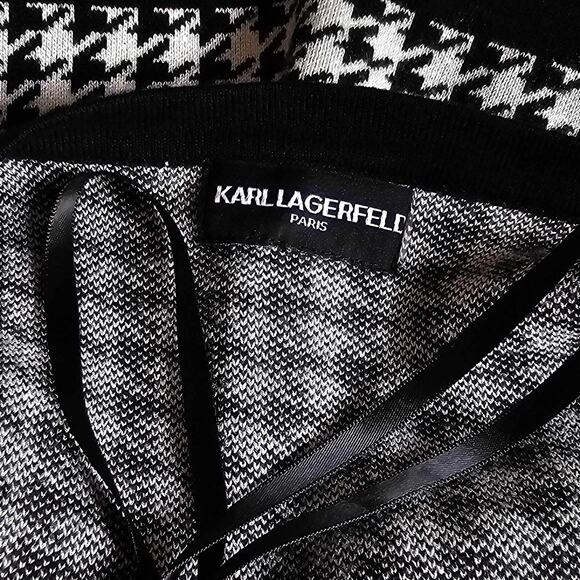 Karl Lagerfeld Houndstooth Knit Sweater Dress Black and White Size M NWOT - Picture 8 of 9